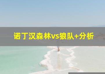 诺丁汉森林vs狼队 分析